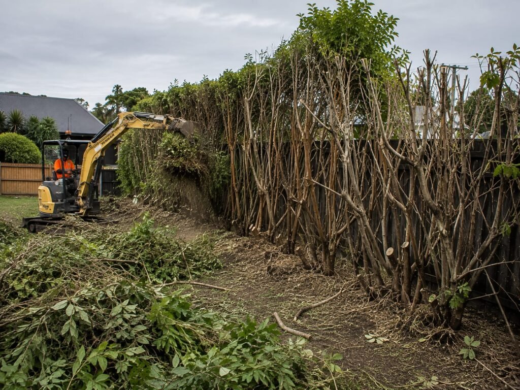 Hedge removed and the ground cleared at a Tauranga property